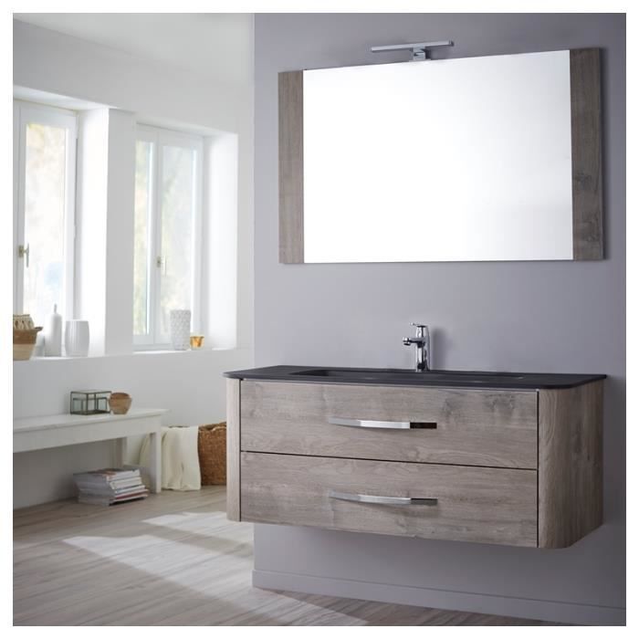 Ensemble meuble de salle de bain 80 cm Curve décor chêne grisé