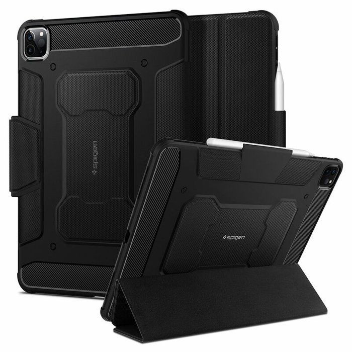 Étui Spigen à rabat Rugged Armor Pro pour iPad Pro 12.9 (2021) - Noir