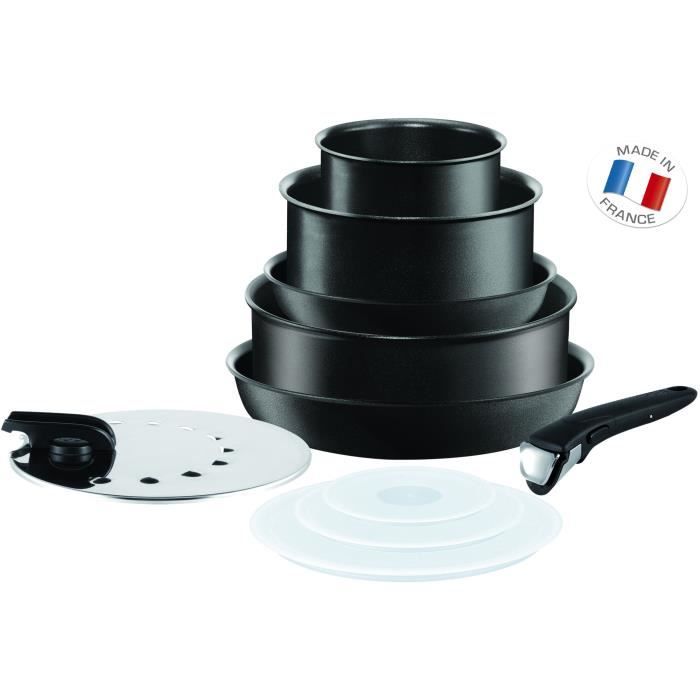 TEFAL INGENIO PERFORMANCE - Batterie de cuisine 10 pièces - Noir - Tous feux dont induction