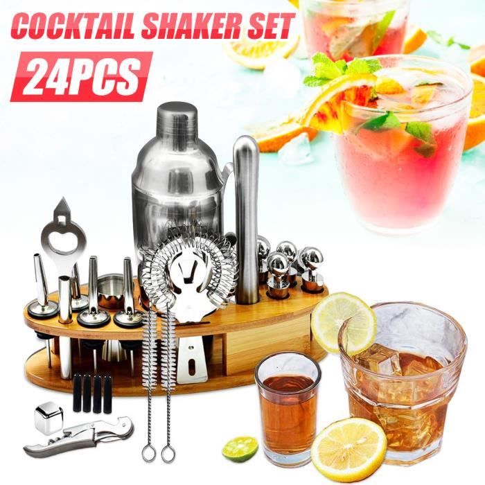 TEMPSA 24PCS Kit Cocktail Shaker Mélangeur Outil En Acier Inoxydable 750ML