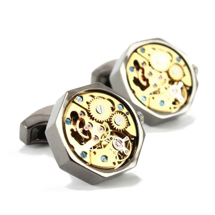 Boutons de manchette mécanisme de montre Bernex Gris