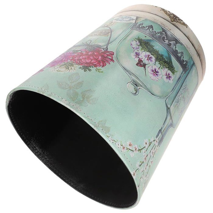 Poubelle Décorative Cuir Scakbyer 10 L - Motif Floral - Imperméable Pour Salle De Bain, Bureau, Chambre