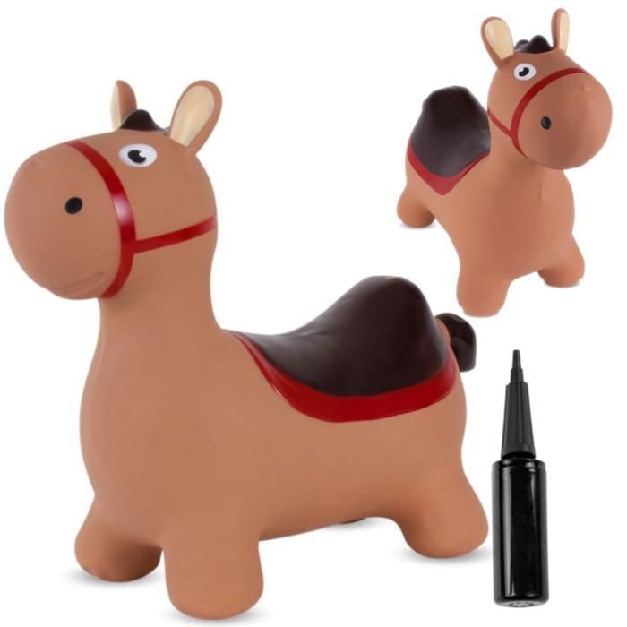 Animal sauteur gonflable - Jouet à sauter - Ane marron - de 12 mois - caoutchouc de haute qualité - pompe incluse