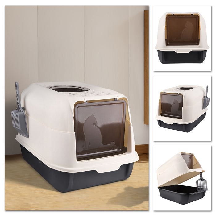 Meilleurs prix pour Bac à litière fermé résistant aux odeurs pour chat, grande capacité, livré avec 1 pelle à litière et 1 sac désodorisant