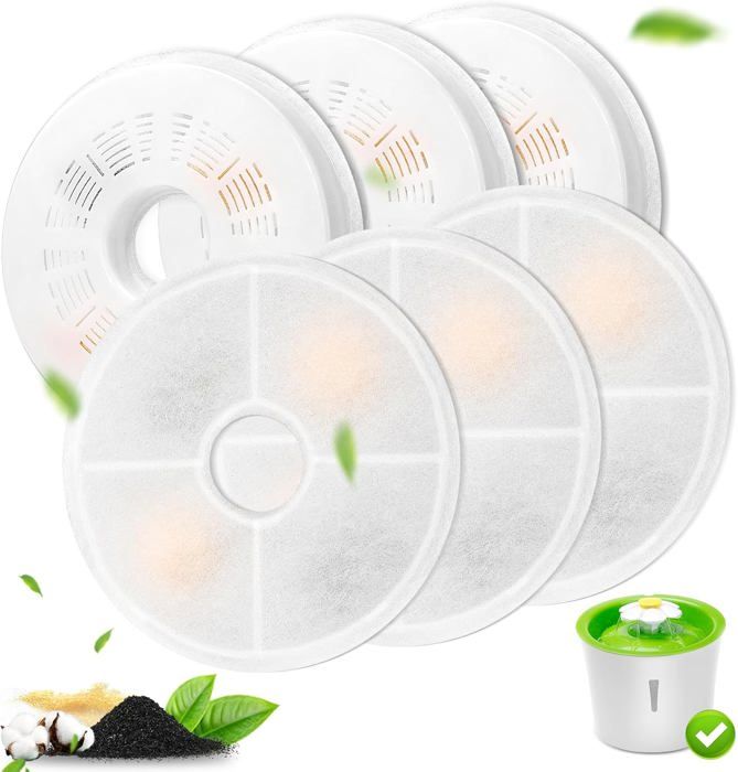 Comparer les prix de Filtre Fontaine Eau Chat,6pcs Filtres de Rechange pour Fontaine à Chat 3L Filtre à Charbon Actif et Résine échangeuse d'ions
