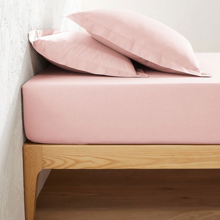 Drap Housse - 100% Coton - Rose - 140 x 190 cm - Bonnet 25 cm - Lavable en machine