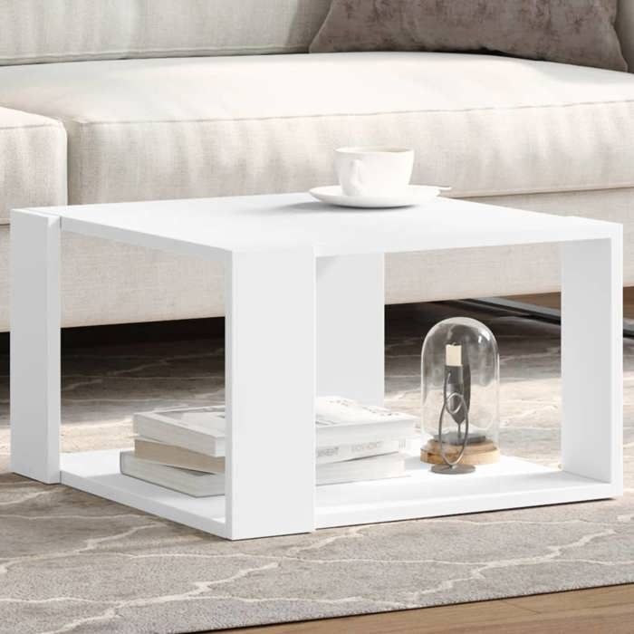 vidaXL Table basse blanc 515x515x30 cm bois dingénierie table dappoint table de salon table latérale bout de canapé 848136