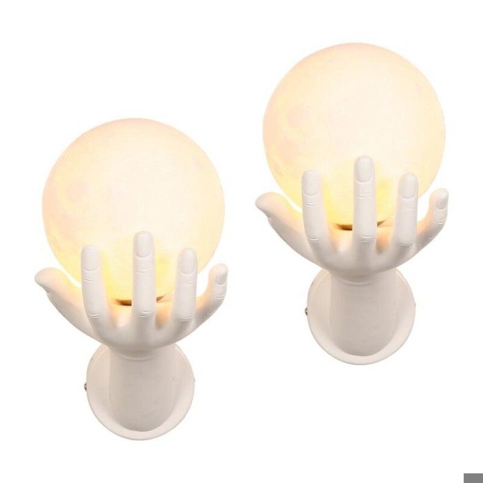 WOTTES LED Applique Murale Design Palmier Blanc 2pcs E27 Lampe Murale en Plâtre Industrielle Vintage Pour Couloir Cuisine Café