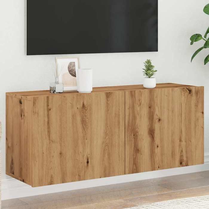 vidaXL Meuble TV mural chêne artisanal 100x30x41 cm support TV armoire média console TV meuble HiFi centre de 857671