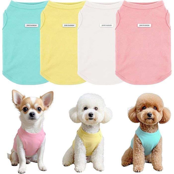 Meilleurs prix pour Lot de 4 Chemises dété sans Manches pour Chien T-Shirt coloré pour Chiot Respirant pour Chiens de Petite et Moyenne Taille (M)