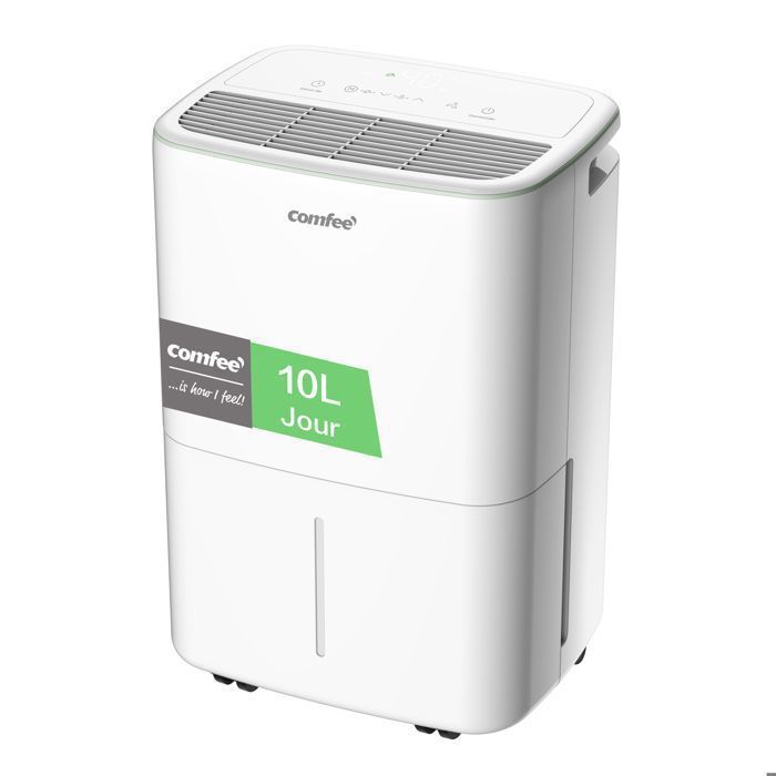 COMFEE Déshumidificateur Portable 10L/Jour Réservoir Amobile 25L Drainage Continu 3 Modes au Choix Minuterie 24h-16 à 31㎡
