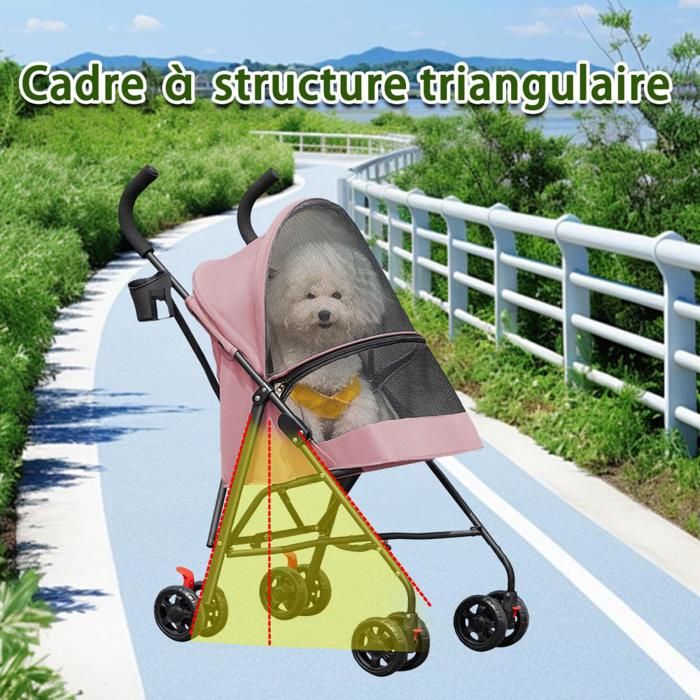 Meilleurs prix pour MIPAN.Poussette pour Chien Chat - Avce Porte-gobelet - 4 Roulettes - Pliable - Poussette pour chien de 20 kg - 97x45x55cm -Rose