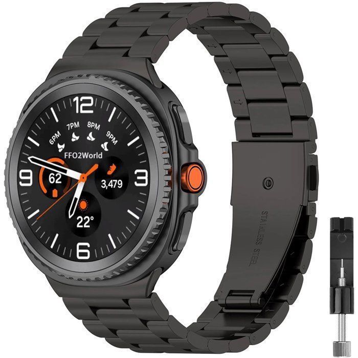 Stravo Bracelet Classique Acier Inoxydable Luxe Ajustable pour Samsung Galaxy Watch 8 40/44mm & 8 Classic 46mm - Noir Stravo Bracelet Classique Acier Inoxydable Luxe Ajustable pour Samsung Galaxy Watch 8 40/44mm & 8 Classic 46mm - Noir