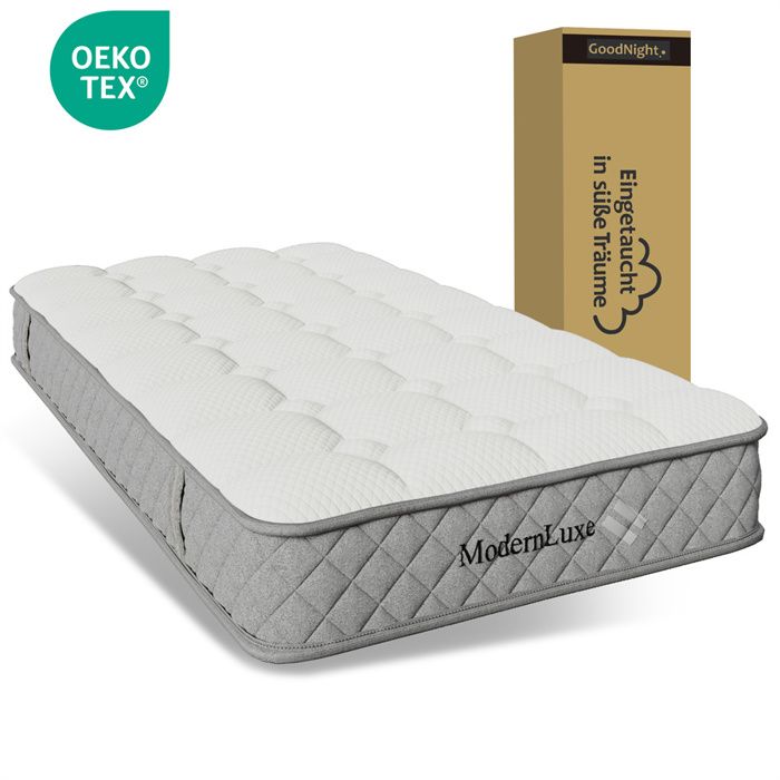 Matelas 90x200 orthopédique matelas mousse une place 7 zones ressorts ensachés 20 cm epaisseur fermeté H3 Oeko Tex 4 poignées