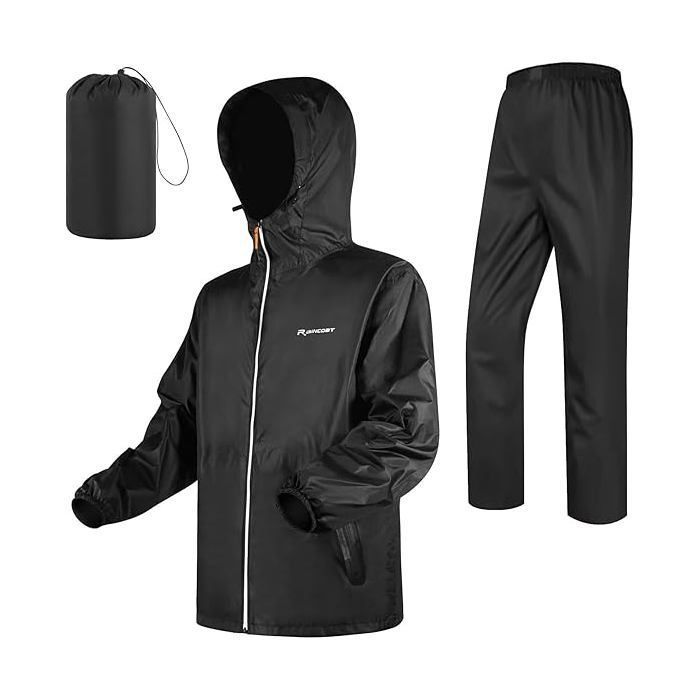 veste de pluie imperméable et pantalon de pluie vêtements de pluie lourds avec capuche et pochette de rangement coupe-vent léger