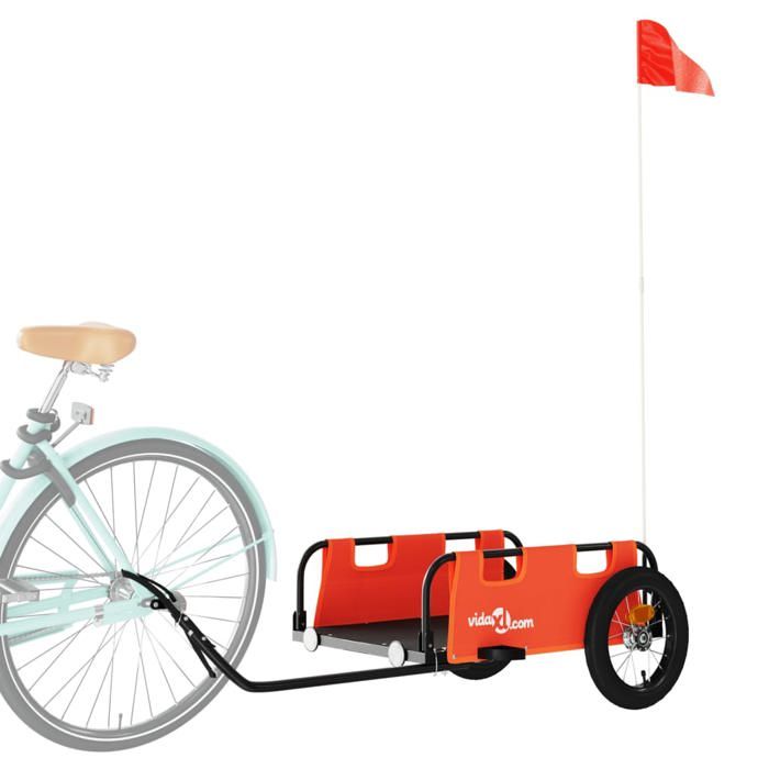 Remorque de vélo - VIDAXL - Orange - Tissu oxford - Acier enduit de poudre - 122x53x33 cm - Capacité 30 kg