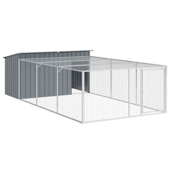 SALE dhiver Niche/Maison pour chien - UU - Grand Chenil - avec enclos Anthracite 197 x 396 x 110 cm Acier galvanisé CC359