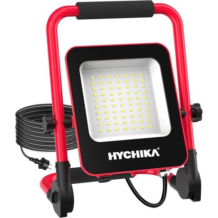 Projecteur LED de chantier - TULLSA - 50W - Étanche IP65 - 5500 Lumens - Blanc froid 6500K - Cordon de 3m