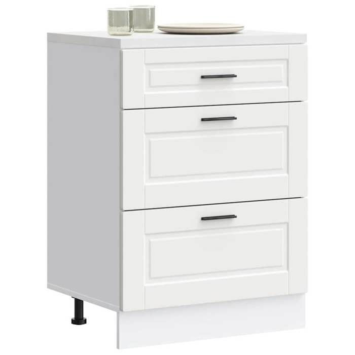 Armoire de cuisine en bois dingénierie - Happiness - Blanc - 60x46x815 cm - Pieds réglables