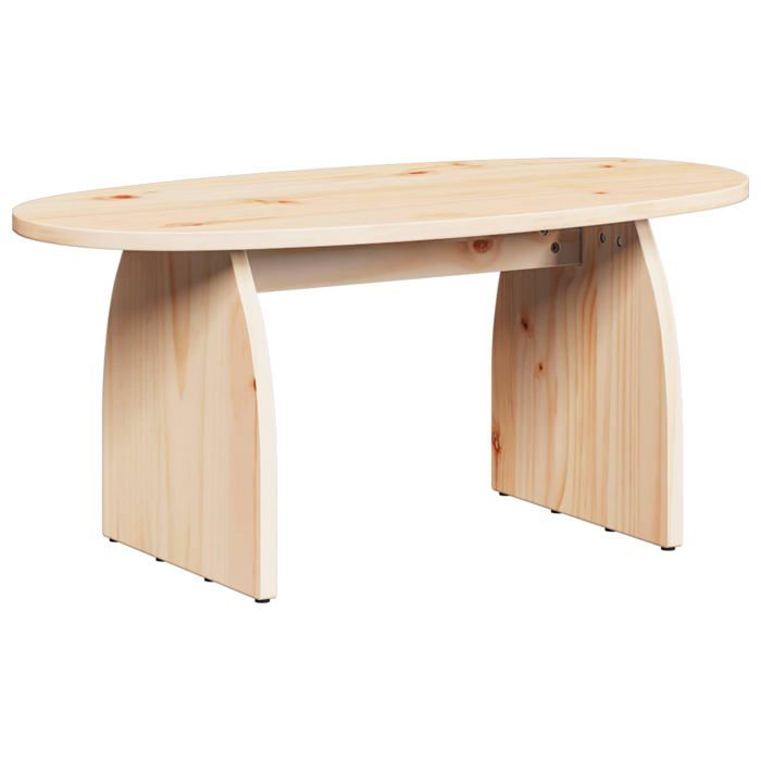 Table basse ovale en pin massif - vidaXL - 80x40x35 cm - Marron - Pin massif - Design rustique - Usage intérieur