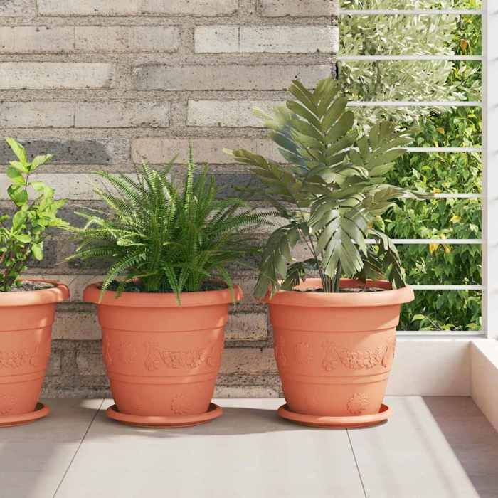 vidaXL Pot à fleurs rond 24 pcs brique Ø 26 x 21 5 cm Plastique - vue 6