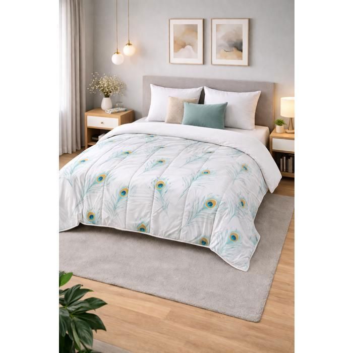 Couette légère Plumes / Non tissé blanc - 1 ou 2 personnes 200 x 200 - MORTREUX