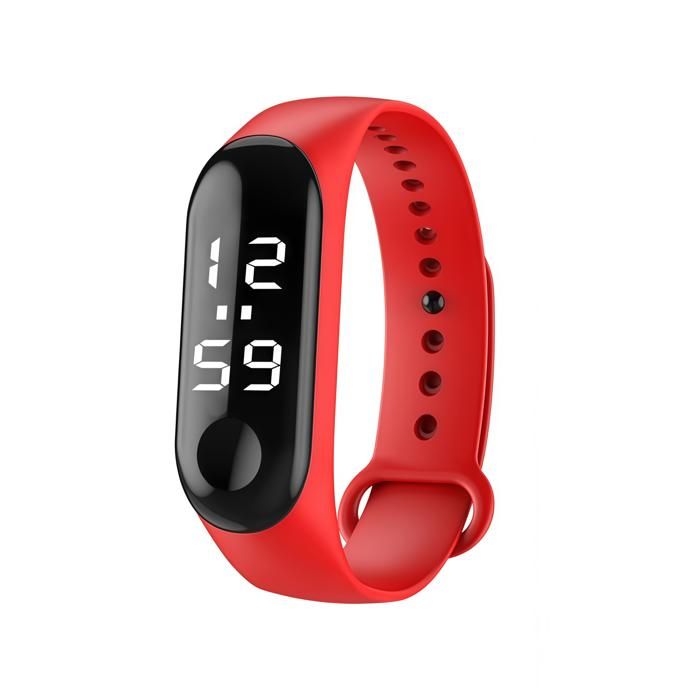 Montre électronique tactile LED étanche bracelet de sport montre rouge