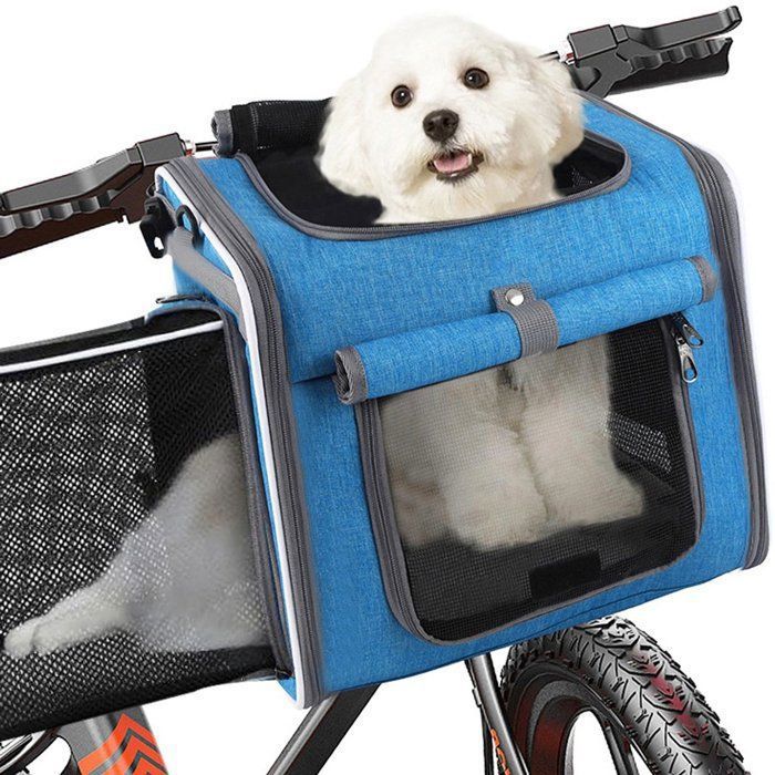 Panier vélo pour animaux - - Pliable - Multifonctionnel - Dimensions 36x26x31 cm - Bleu - Fixation rapide Femeo