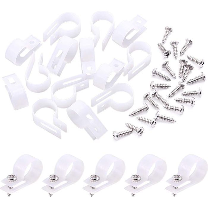 Lot de 120 clips nylon blanc 1 9 cm + vis pour gestion câbles – Rangement efficace et rapide