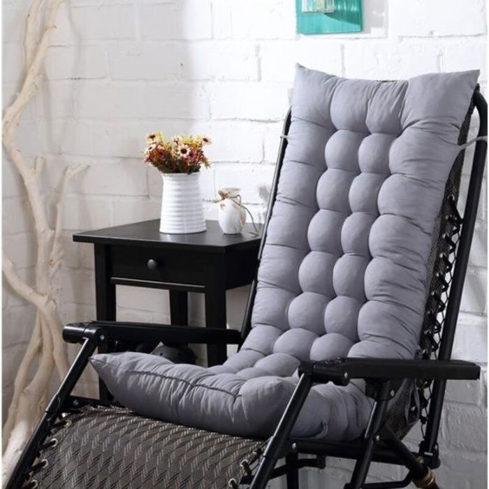 Coussin de Chaise Coussin Matelas pour Chaise Fauteuil Transat de Jardin Terrasse -GRIS