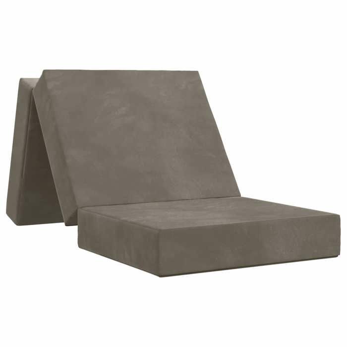 Banquette-lit - Canapé-lit pliable - vidaXL - velours - gris clair - 75 x 67 x 45 cm 8789003
