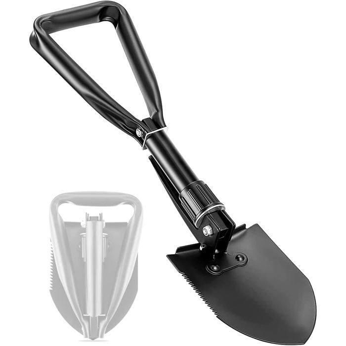 Pelle pliante 47 cm acier carbone - légère compacte 4-en-1 manche triangulaire