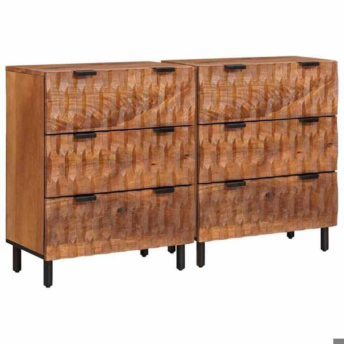Sideboard moderne - Marron - Buffet 2 pcs - Meuble de rangement - Finition Acacia Brun 60x33x75 cm (2 parcel)@1105