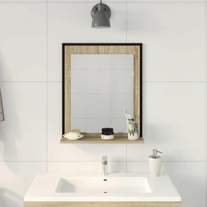 Magnifique Miroir de salle de bain avec étagère Noir 50x12x60 cm - design polyvalent - pour maison - Noir 8.1 kg 2026_500652