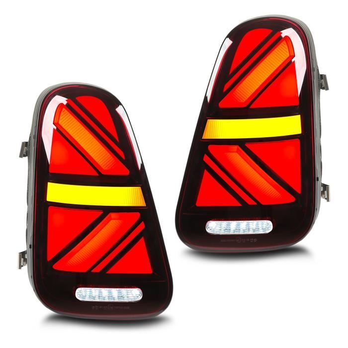 Akozon Assemblage de feux arrière Feux arrière Full LED Union Jack avec clignotants séquentiels Rouge pour Cooper R50 R53 3