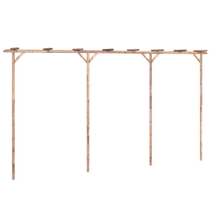 Pergola en bambou - AKOZON - 385x40x205 cm - Blanc - Bois massif - Autoportante