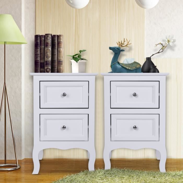 Table De Chevet NMCXO Avec Tiroirs - Lot De 2 Tables Modernes En Velours, Pieds Métal Doré Pour Chambre Ou Salon