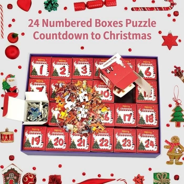 Calendrier De L'Avent Puzzle 2025 – 1008 Pièces – Père Noël – 24 Boîtes – Cadeau De Noël Pour Adultes Et Enfants