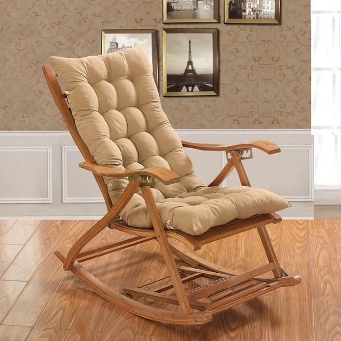 Coussin de Fauteuil à Bascule pour Terrasse de Jardin 110 x 40cm Grand Coussin Épais pour Fauteuil Inclinable Kaki