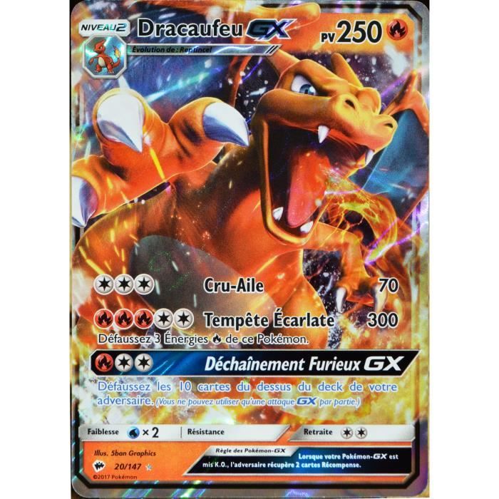 Carte Pokémon 20 147 Dracaufeu Gx 250 Pv Sl3 Soleil Et Lune Ombres Ardentes Neuf Fr