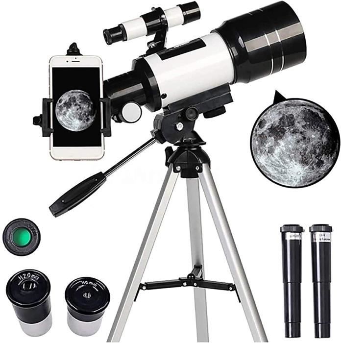 Télescope Astronomique 400/70 Mm Pour Débutants - Enfants & Adultes - Grossissement 16x à 133x Avec Adaptateur Smartphone & Trépied