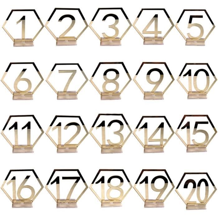 Numéros De Table Mariage En Acrylique Miroir Doré 1 à 25 Avec Supports - Décoration Élégante