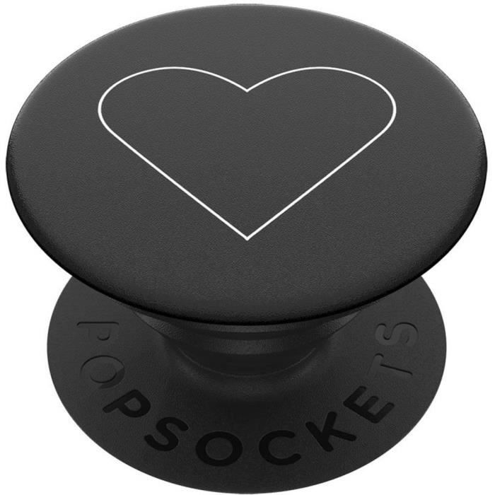Support pour téléphone portable - POPSOCKETS - White Heart Black 90040 - Noir - Plastique - Esthétique