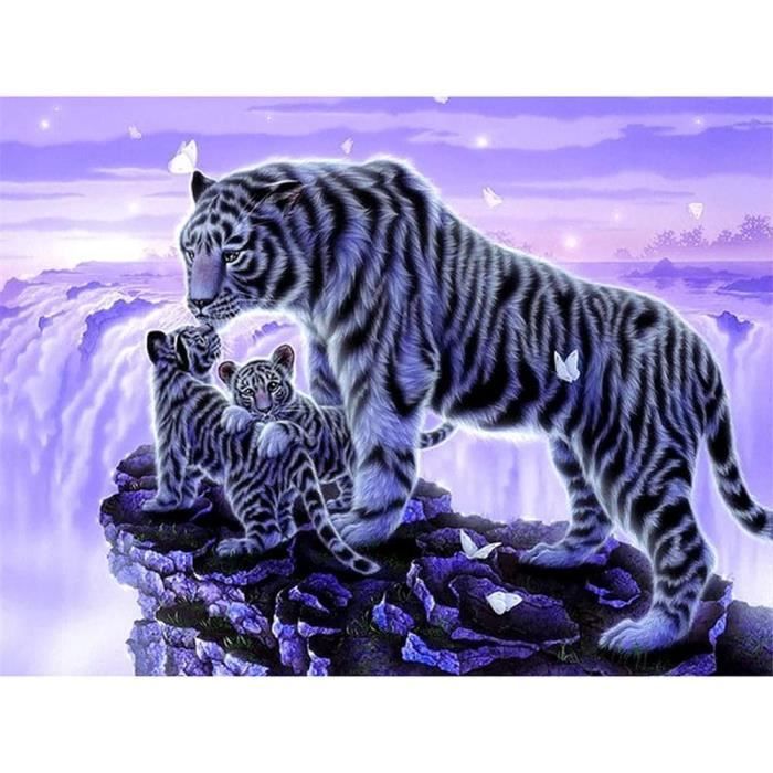Diy Diamond Painting Animaux Tigre Blanc, Broderie Diamant Painting Kits Aurore, Point De Croix
