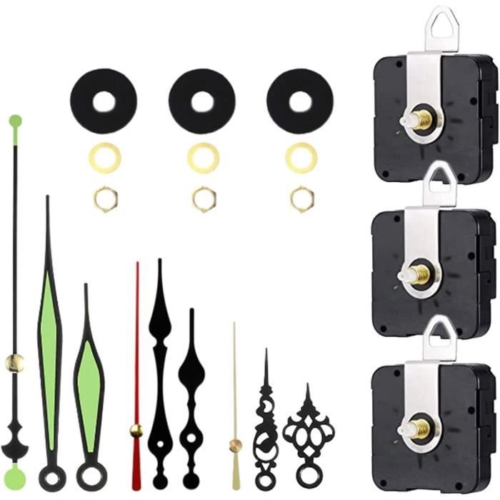 Kit Mécanisme Horloge Quartz - 4 Tiges Longueurs Différentes - Avec Aiguilles - Silencieux - Pour DIY