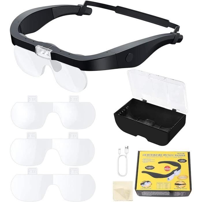 Loupe SerreTête Loupe Eclairante Led 2 Lumières Usb