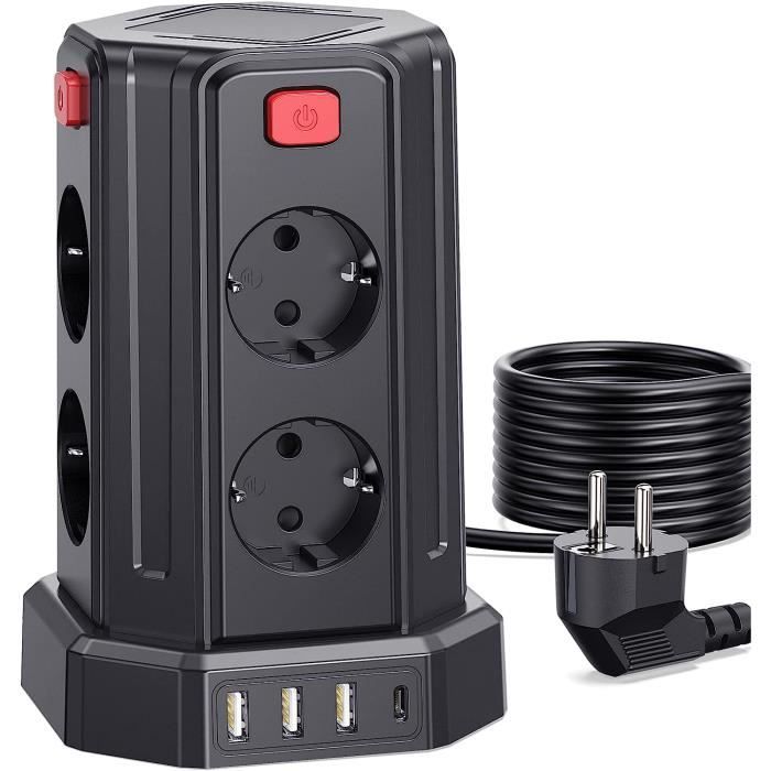 Multiprise avec Interrupteur 5M, Multiprise avec 8 Prises Multiprise 4 ...