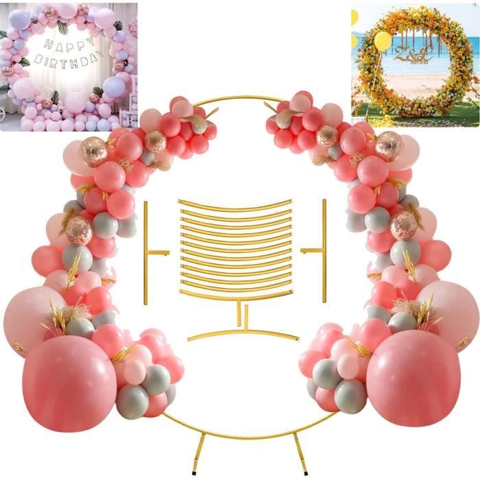 Lot de 3 supports d'arche de ballons carrés en métal doré pour décoration de cérémonie de mariage, fête d'anniversaire, fête prénatale, cabine photo, jardin floral