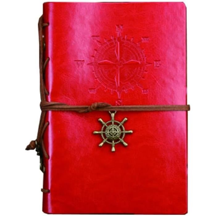 HRYSPN Journal En Cuir Rechargeable A6 - Carnet De Voyage Vintage Avec Pages Kraft Vierges Et Pendentifs