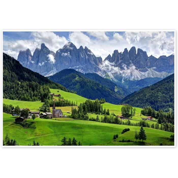 Poster ARTTOR 40x50 Cm – Paysage De Montagnes Brumeuses Avec Arbres, Décoration Murale Moderne